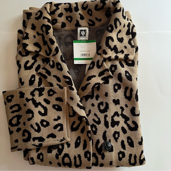 NWT Anne Klein - Leopard Long Cardigan/coat sz Large - Picture 10 of 14